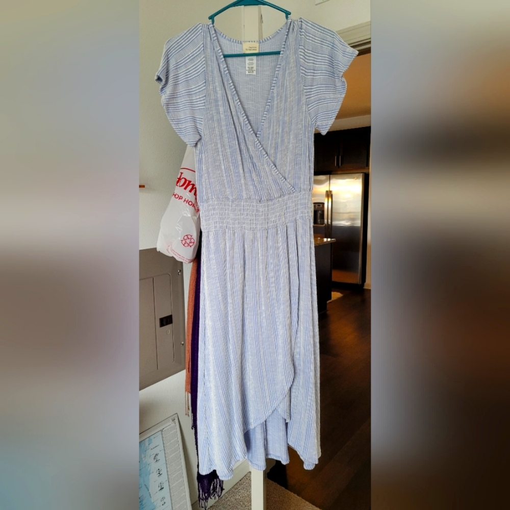 WOMENS SHORT SLEEVE ASYMEYRICAL DRESS